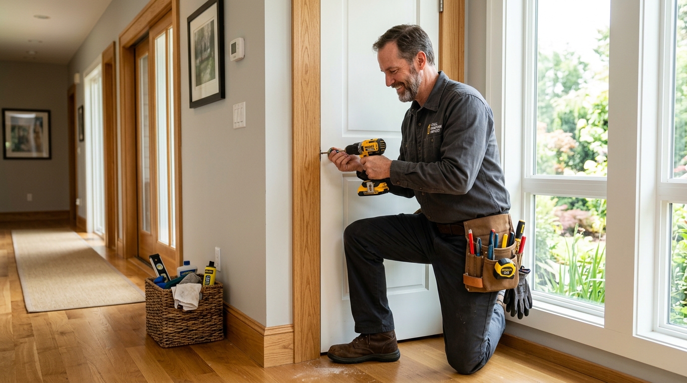 Professional residential repair &bull; Experienced tradesman installing interior hardware and door trims